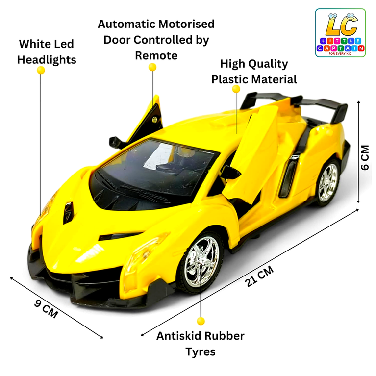 Remote Control Sports Car Toy for Kids with Scissor Doors | RC Supercar with LED Lights