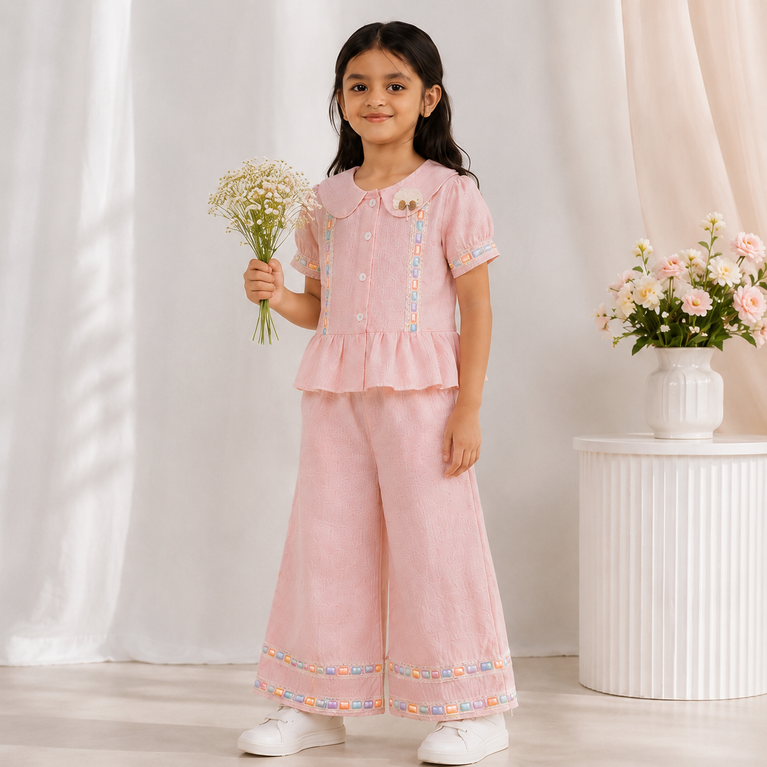 Pretty Pink Peplum Co-ord Set for Girls