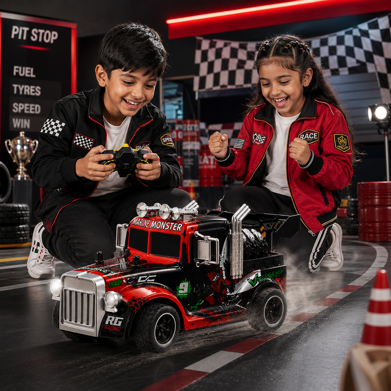 Hornet RC Spray Light Truck with 2.4GHz Remote Control, LED Lights &amp; Mist Spray – Rechargeable Racing Toy for Kids