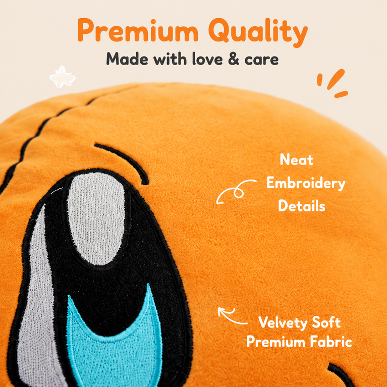 Cute Orange Character Plush Cushion – Ultra Soft Hug Pillow for Kids