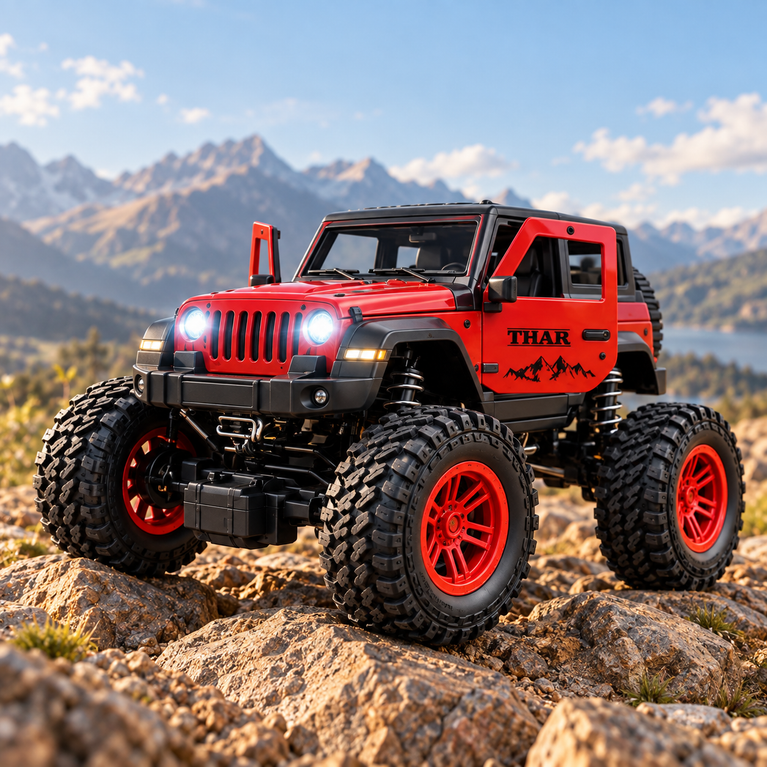 RC Off-Road Jeep with LED Lights, Shock Absorbers and USB Charging