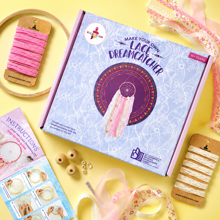 Kalakaram DIY Lace Dream Catcher Making Kit | Create Stunning Dreamcatchers for Home Décor | DIY Kit for Kids & Girls