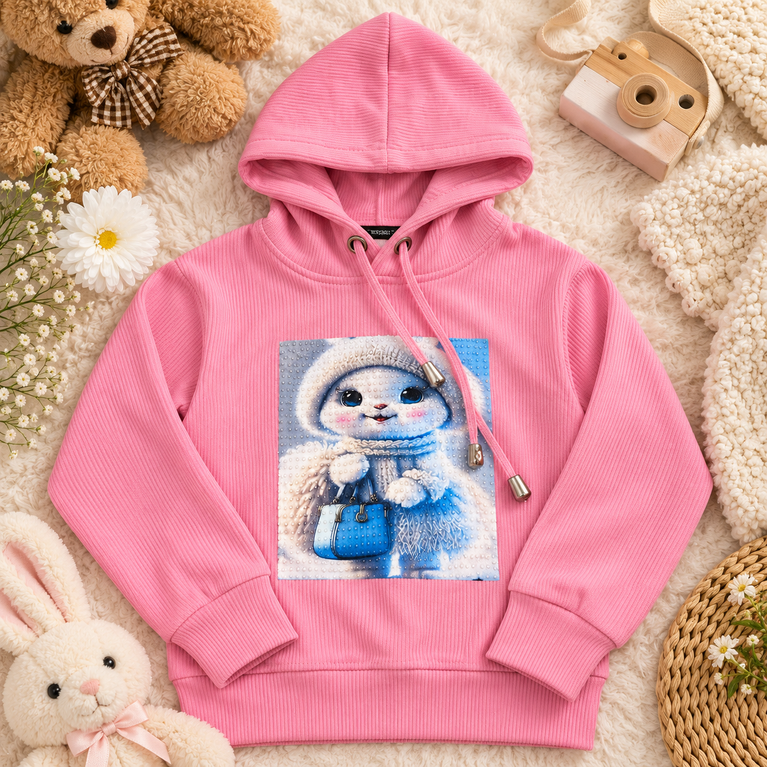 Pink Cat Print Hoodie & Cargo Pants Co-Ord Set | Kids Winter Outfit