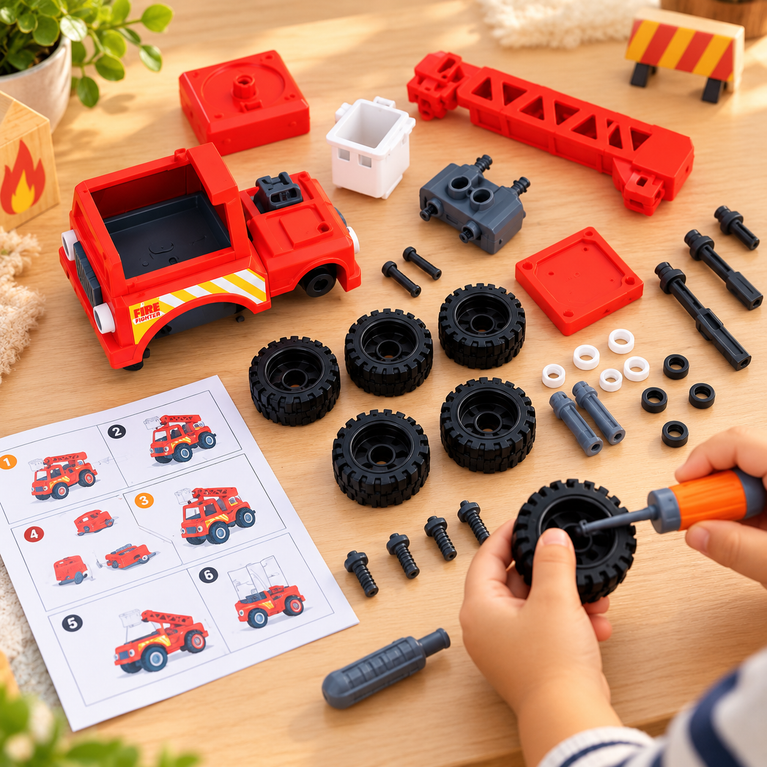 Mighty Machines Buildables Sky Lift Fire Truck Toy for Kids