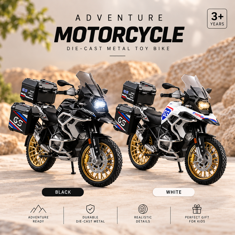 Adventure Motorcycle Die-Cast Metal Toy Bike for Kids