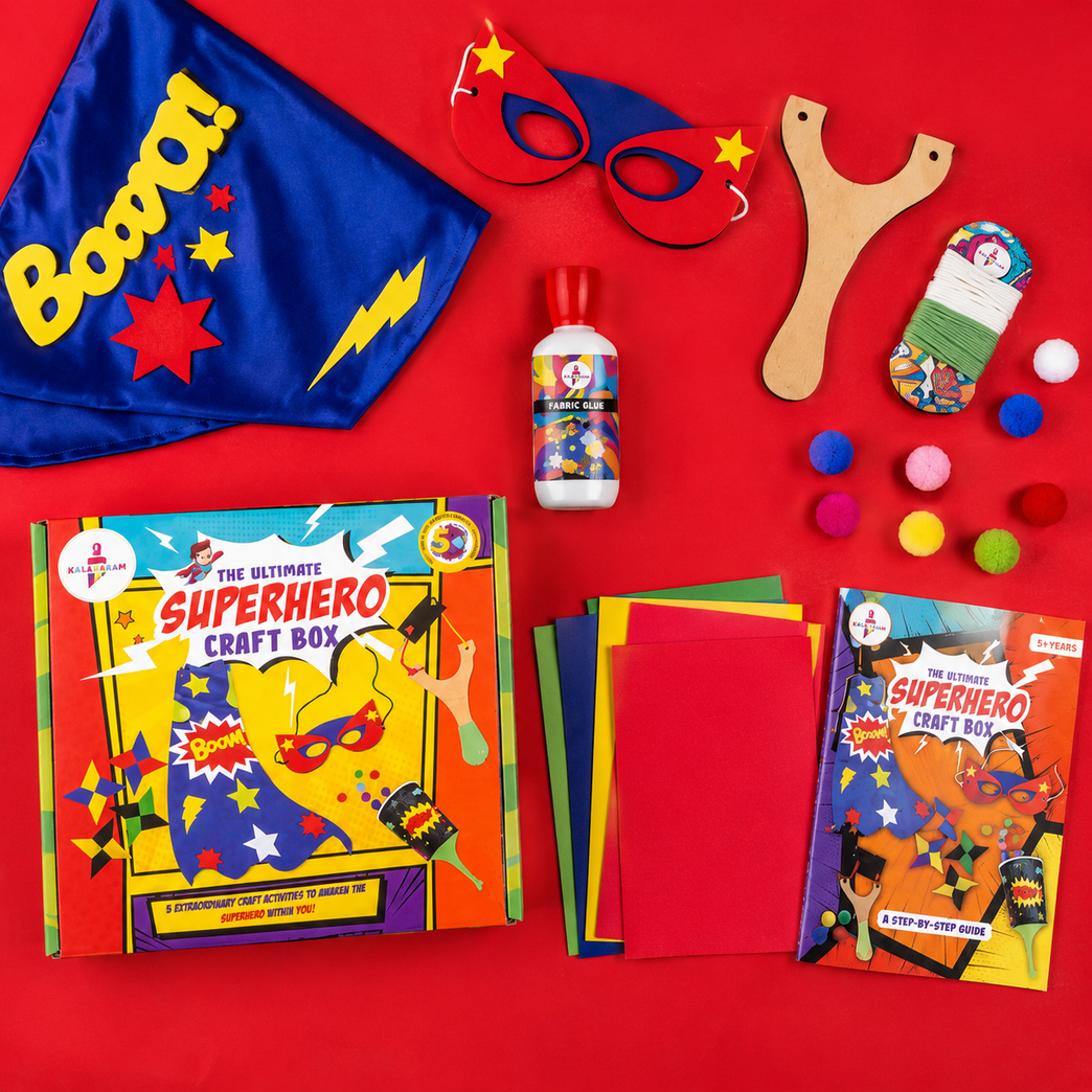 Kalakaram Superhero Craft Box for Boys, Kids Art and Craft Kit, Educational and Return Gift for Age 5 and More - Multicolor, Paper