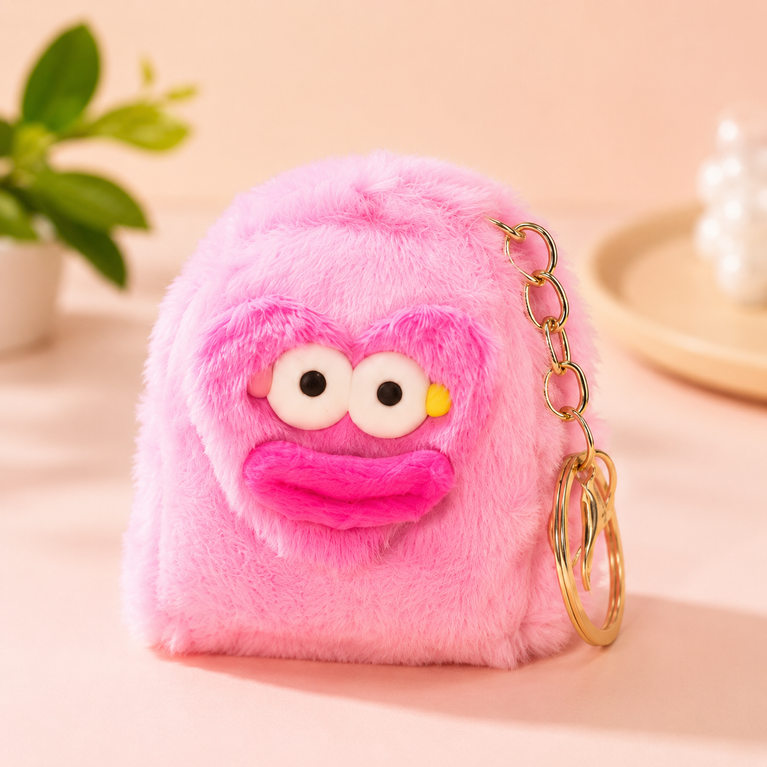 Cute Plush Mini Coin Purse Keychain for Kids