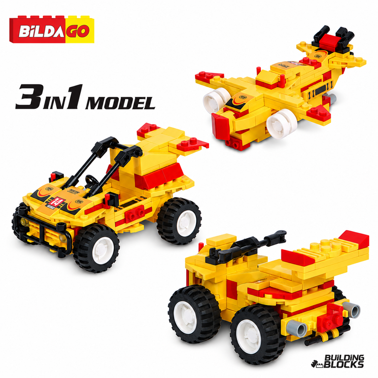 Bildago 3 in 1 X Terrain Mud Blaster Sports Car 134 Pieces - SP13424