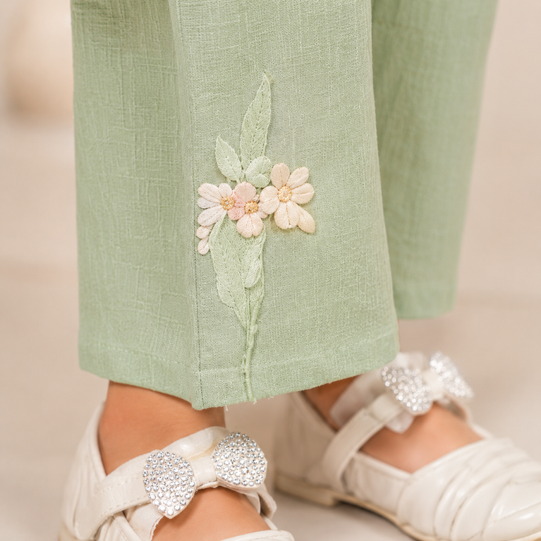 Elegant Sage Green Floral Co-ord Set for Girls