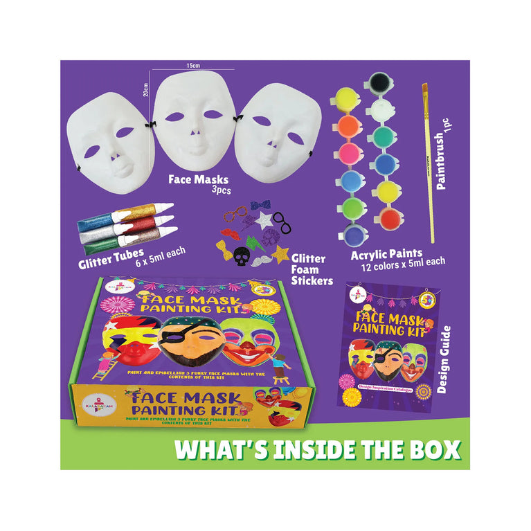 KALAKARAM DIY Face Mask Painting Kit for Kids | Paint &amp; Decorate Creative Art &amp; Craft Activity Set