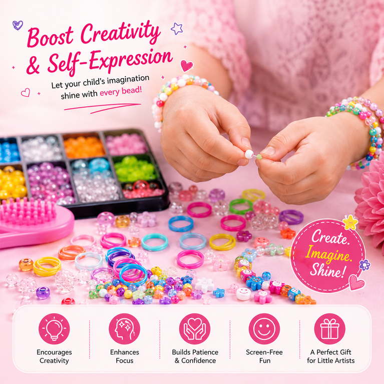 DIY Beads & Bracelet Making Kit for Kids | Fashion Bosse Jewelry Craft Set