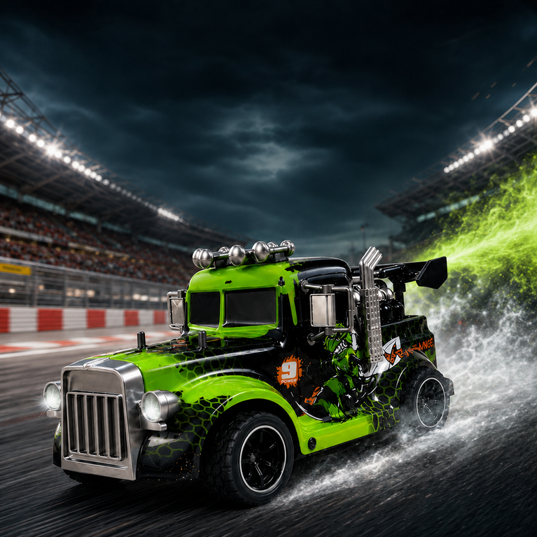Hornet RC Spray Light Truck with 2.4GHz Remote Control, LED Lights &amp; Mist Spray – Rechargeable Racing Toy for Kids