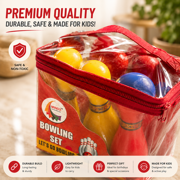 Kids Plastic Bowling Set with 6 Colorful Pins & Bowling Ball | Indoor & Outdoor Fun Game for Children