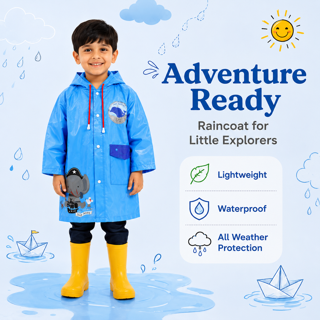 Hooded Raincoat for Kids with Wide Brim, EVA Student Rain Coat for Girls, School Bag Rain Cover