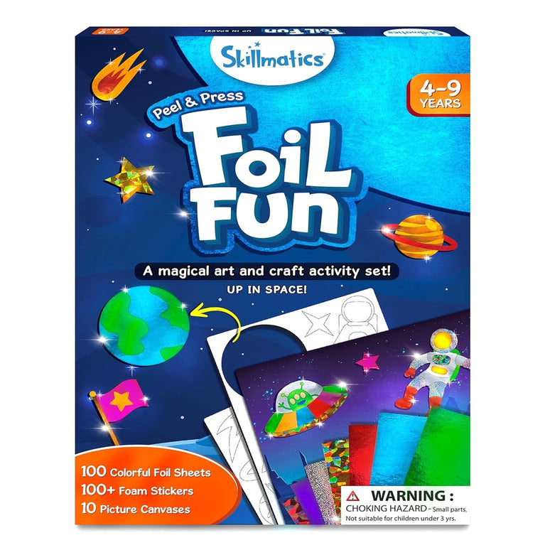 Skillmatics Peel &amp; Press Foil Fun Up in Space Art &amp; Craft Activity Kit for Kids | 100 Foil Sheets, 100+ Foam Stickers &amp; 10 Picture Canvases | Ages 4–9 Years