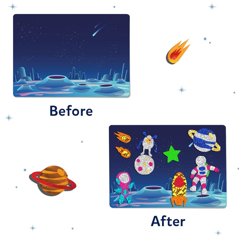 Skillmatics Peel &amp; Press Foil Fun Up in Space Art &amp; Craft Activity Kit for Kids | 100 Foil Sheets, 100+ Foam Stickers &amp; 10 Picture Canvases | Ages 4–9 Years