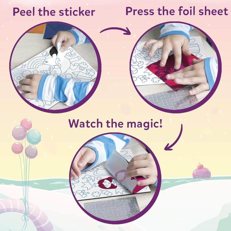Skillmatics Peel &amp; Press Foil Fun Unicorns &amp; Princesses Art &amp; Craft Activity Kit for Kids | 100 Foil Sheets, 100+ Foam Stickers &amp; 10 Picture Canvases | Ages 4–9 Years