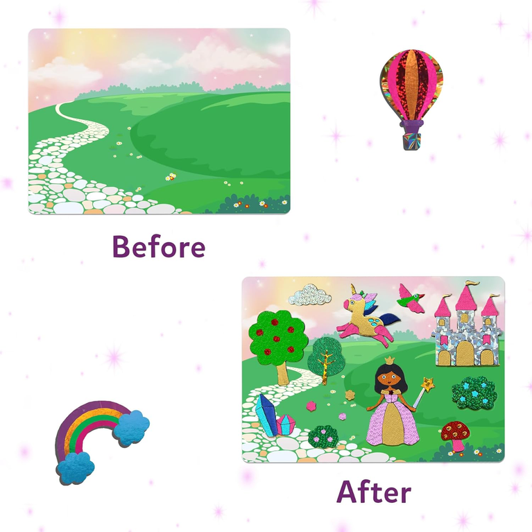 Skillmatics Peel &amp; Press Foil Fun Unicorns &amp; Princesses Art &amp; Craft Activity Kit for Kids | 100 Foil Sheets, 100+ Foam Stickers &amp; 10 Picture Canvases | Ages 4–9 Years