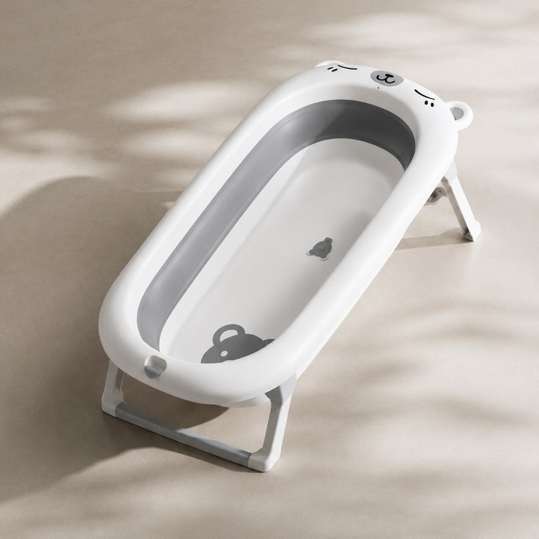 Premium Foldable Baby Bath Tub for Newborns & Toddlers (0–24 Months) | Portable Non-Toxic Infant Bathing Tub with Drain Plug & Anti-Slip Support | Easy Fold Travel Baby Bathtub