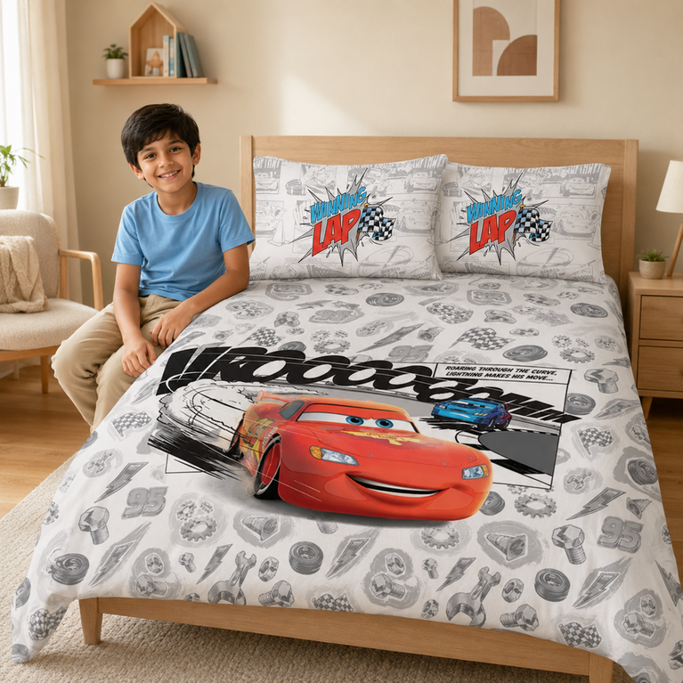 Disney Pixar Cars Digital Printed 300TC Cotton Bedsheet (Lap)