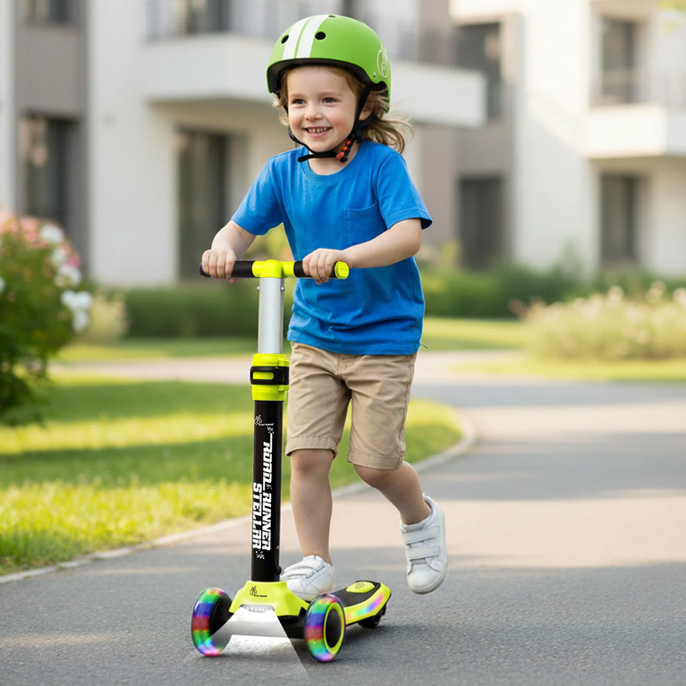 R for Rabbit Road Runner Stellar Kids Scooter with Bluetooth Music & Lights 3 Level Height Adjustable LED PU Wheels Kick Scooter