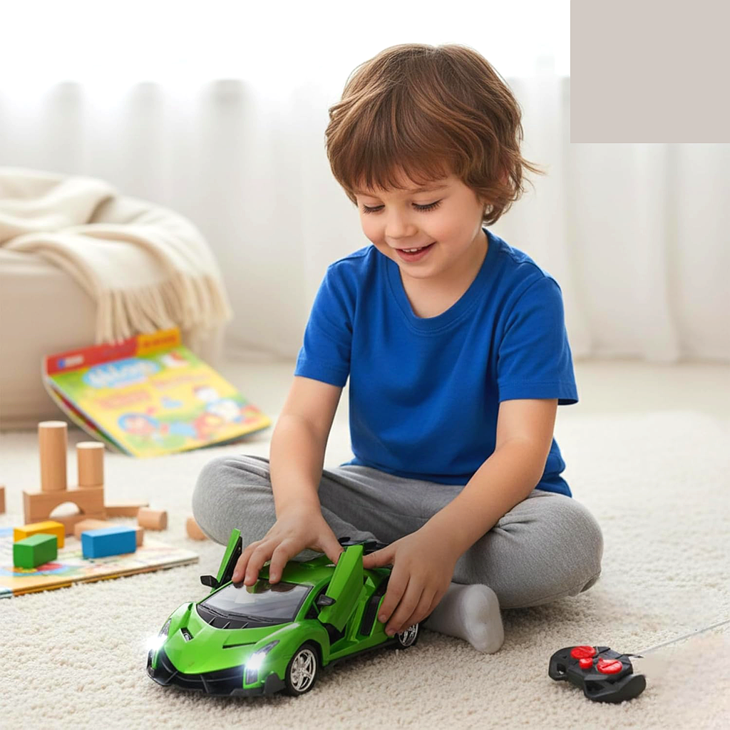 Remote Control Sports Car Toy for Kids with Scissor Doors | RC Supercar with LED Lights