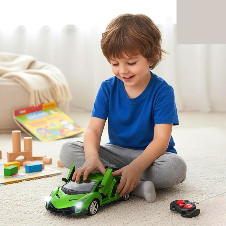 Remote Control Sports Car Toy for Kids with Scissor Doors | RC Supercar with LED Lights