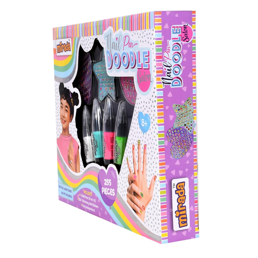 Mirada Nail Pen Doodle Salon – 255 Pieces Kids Nail Art Play Set