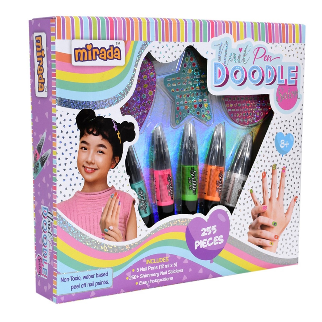 Mirada Nail Pen Doodle Salon – 255 Pieces Kids Nail Art Play Set