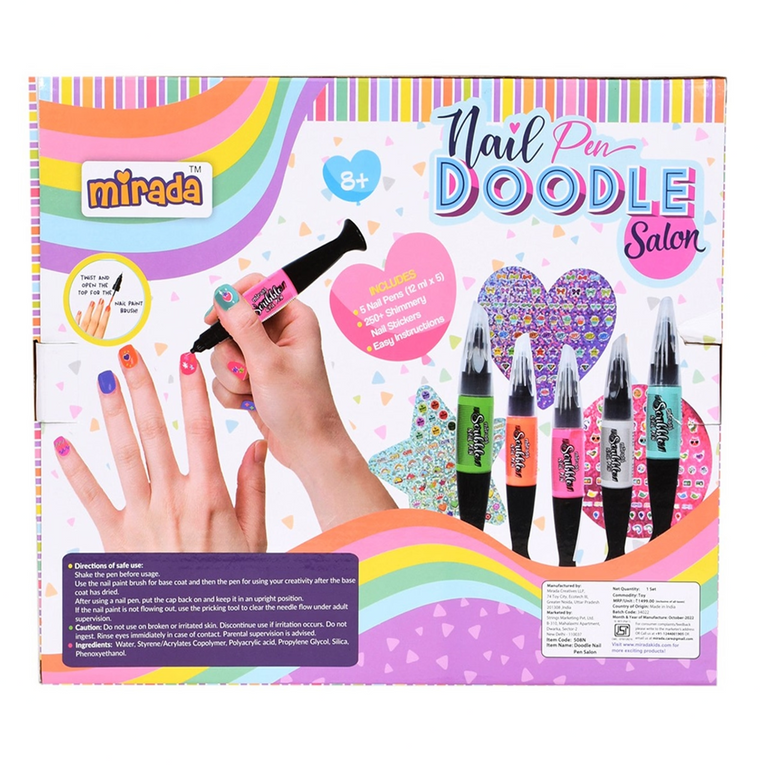 Mirada Nail Pen Doodle Salon – 255 Pieces Kids Nail Art Play Set