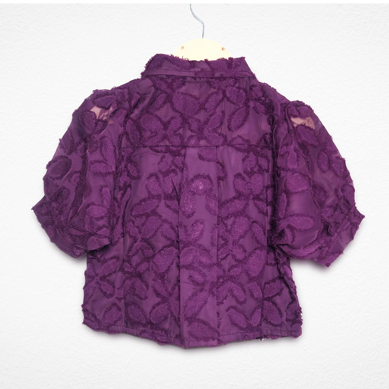 Nicky Kids- Designer Baby Lace Shirt – Purple Floral Embroidery