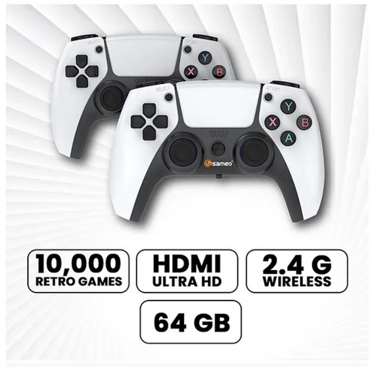 Sameo Micro Lite HDMI Gaming Console 4K Ultra HD Wireless TV Game Stick ,Video Game for Kids- White