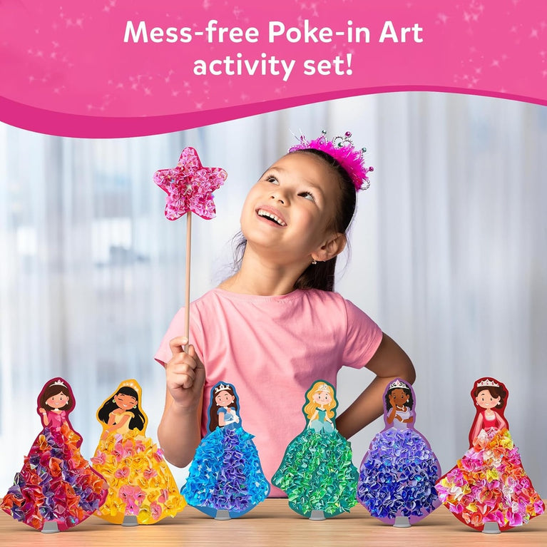 Skillmatics Poke-In Art Magical Princesses Mess-Free DIY Craft Kit for Kids | 6 Foam Princesses, 700+ Fabric Squares &amp; Magical Wand | Ages 4–9 Years