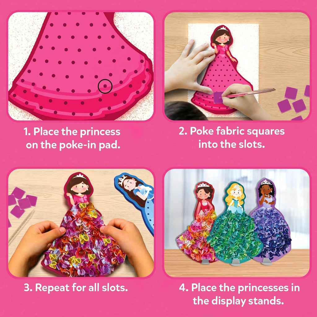 Skillmatics Poke-In Art Magical Princesses Mess-Free DIY Craft Kit for Kids | 6 Foam Princesses, 700+ Fabric Squares &amp; Magical Wand | Ages 4–9 Years