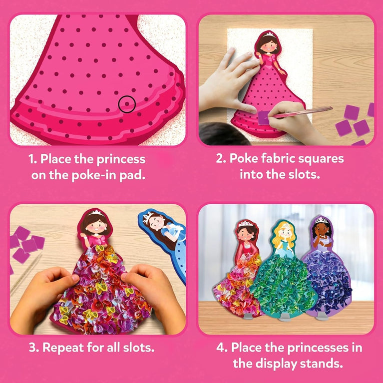 Skillmatics Poke-In Art Magical Princesses Mess-Free DIY Craft Kit for Kids | 6 Foam Princesses, 700+ Fabric Squares &amp; Magical Wand | Ages 4–9 Years