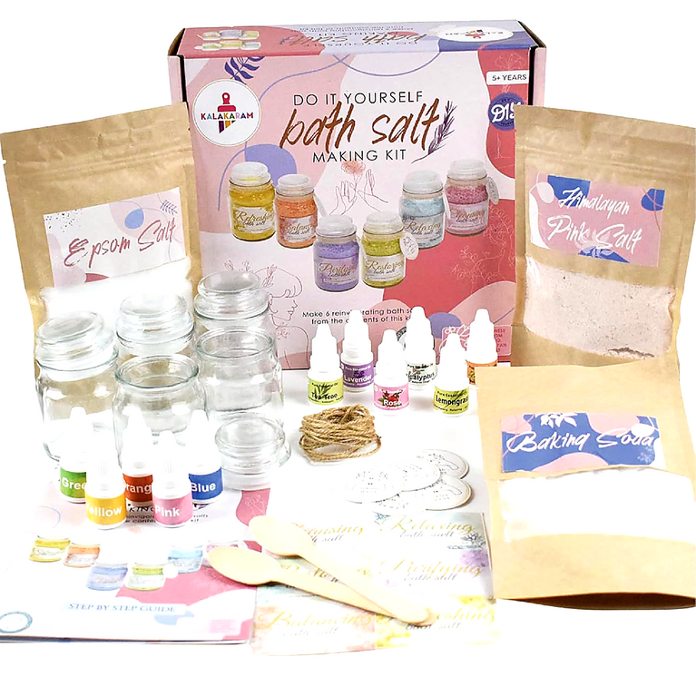 DIY Bath Salt Making Kit for Kids and Adults | Creative Spa Craft Kit with Essential Oils, Colors & Jars