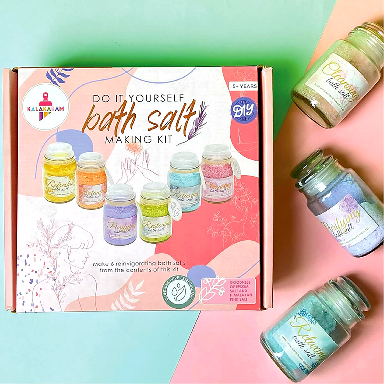 DIY Bath Salt Making Kit for Kids and Adults | Creative Spa Craft Kit with Essential Oils, Colors & Jars