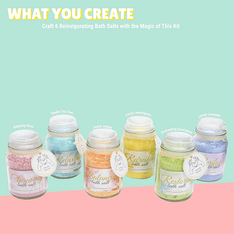 DIY Bath Salt Making Kit for Kids and Adults | Creative Spa Craft Kit with Essential Oils, Colors & Jars