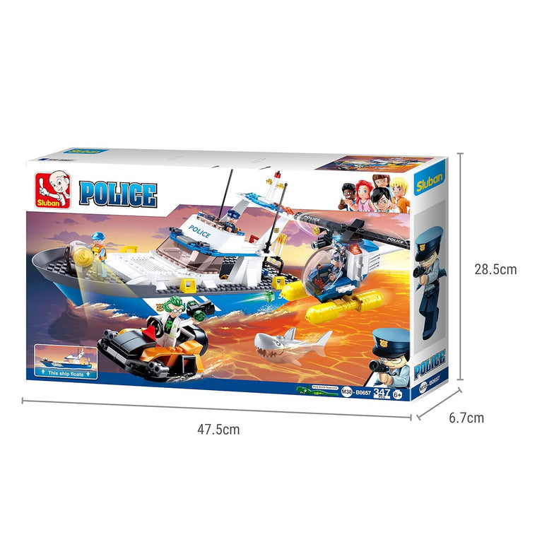 Sluban Land & Sea Police Building Blocks for Kids (347 Pieces)