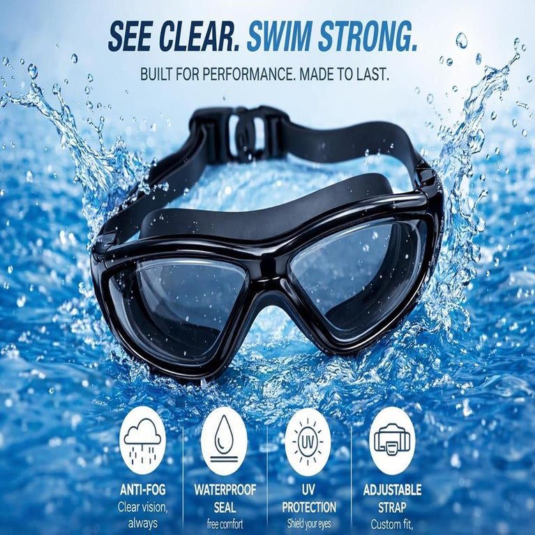 Swimming Goggles for Kids and Adults Anti Fog UV Protection Adjustable Strap Summer Swim Gear