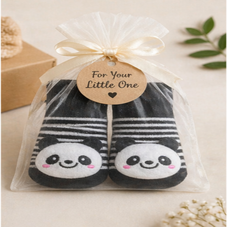 Cute Panda Baby Anti-Slip Socks – Soft Cotton Striped Grip Socks for Infants & Toddlers