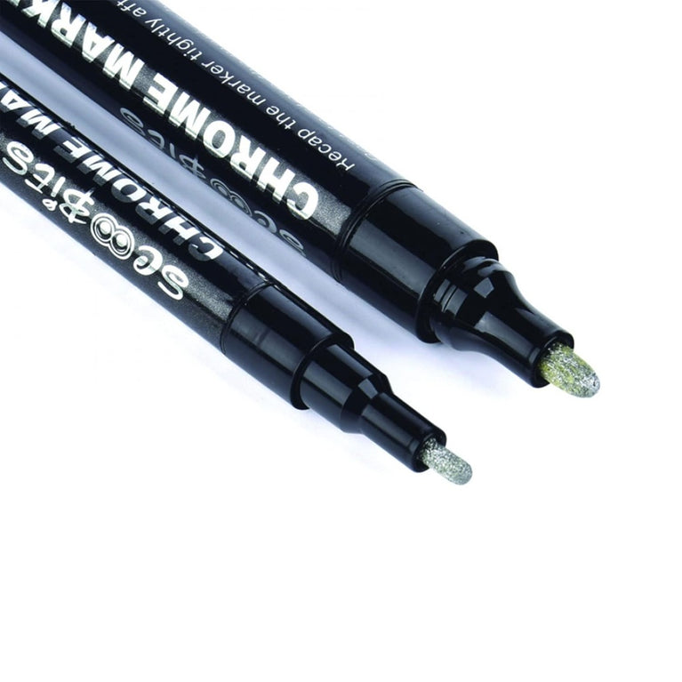 Scoobies Chrome Silver Markers (Pack of 2) – Premium Metallic Paint Pens for DIY, Crafts & Multi-Surface Use