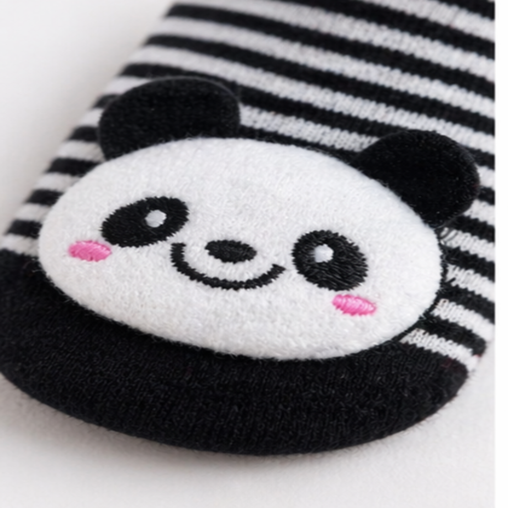 Cute Panda Baby Anti-Slip Socks – Soft Cotton Striped Grip Socks for Infants & Toddlers