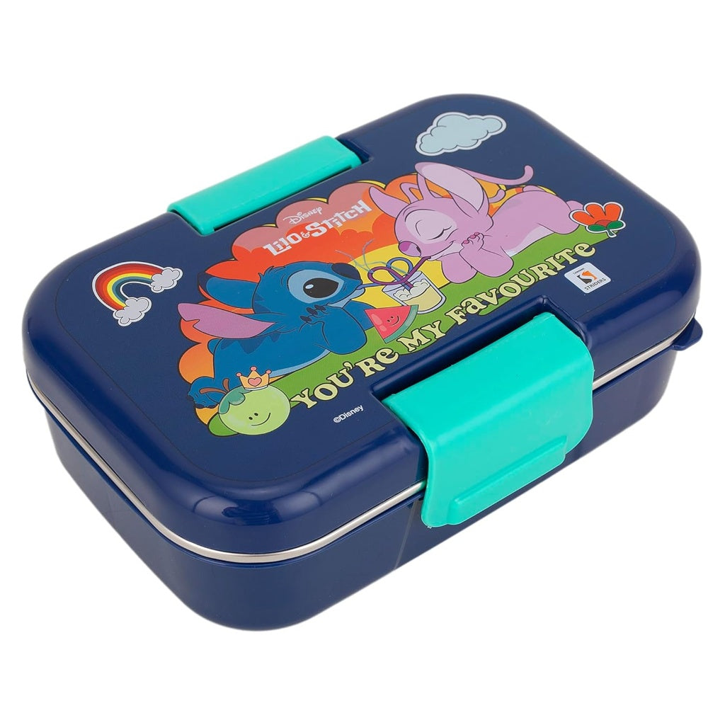 Striders Lilo and Stitch Double Compartment Lunch Box With cutlerys Multicolor 460Ml Lunch Box for Kids 3Y+