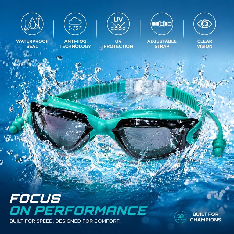 Swimming Goggles for Kids and Adults Anti Fog UV Protection Adjustable Strap Summer Swim Gear