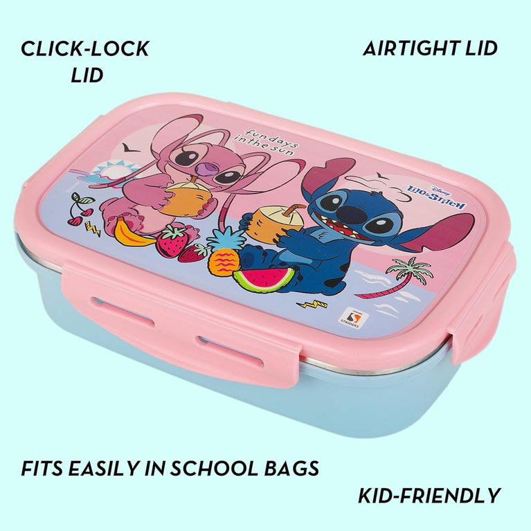 Disney Lilo & Stitch Kids Lunch Box – Cute Cartoon Tiffin Box | Leak-Resistant | BPA-Free | School Snack Container-700ml