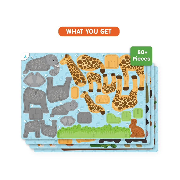 Skillmatics My World Amazing Animals Stem Building Toy Multicolor - 80+ Pieces