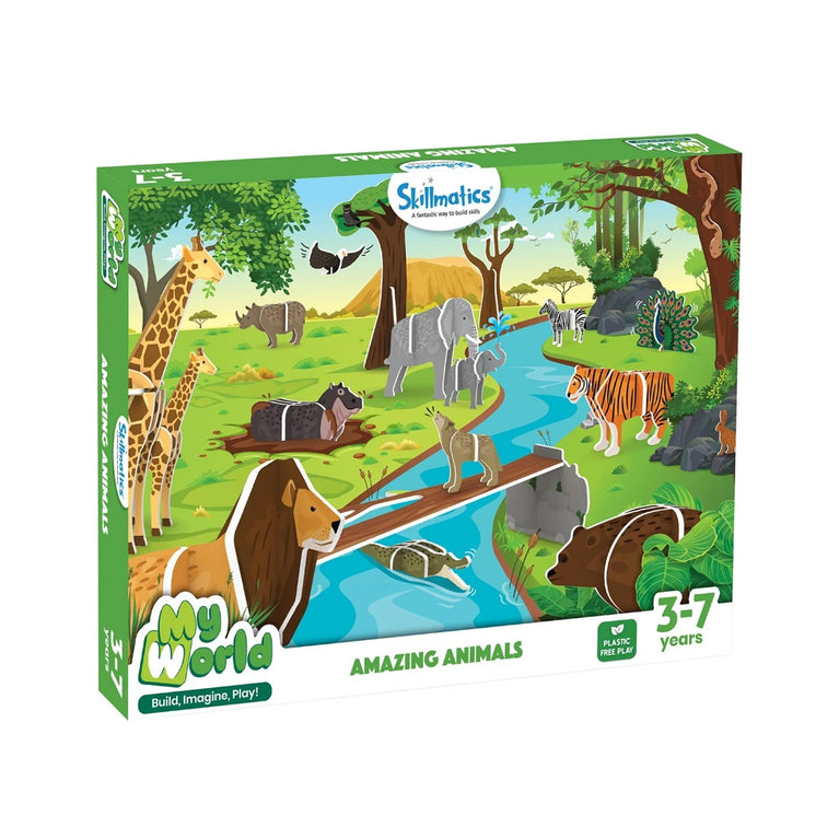 Skillmatics My World Amazing Animals Stem Building Toy Multicolor - 80+ Pieces
