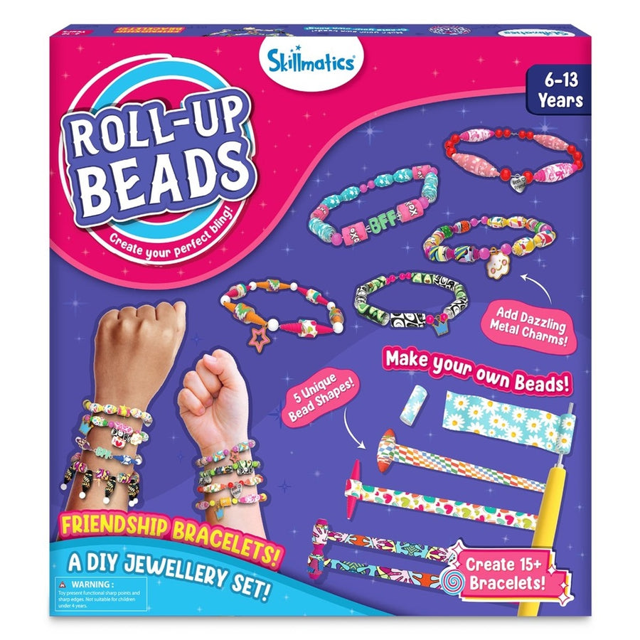 Skillmatics Roll-Up Beads Friendship Bracelets DIY Jewellery Making Kit for Kids | Create 15+ Bracelets | Make Your Own Beads with Metal Charms | Ages 6–13 Years
