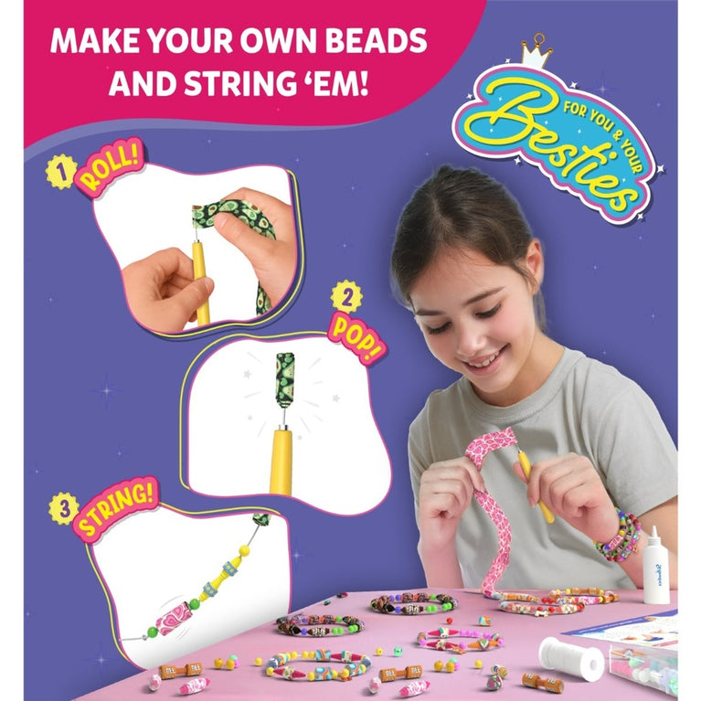 Skillmatics Roll-Up Beads Friendship Bracelets DIY Jewellery Making Kit for Kids | Create 15+ Bracelets | Make Your Own Beads with Metal Charms | Ages 6–13 Years